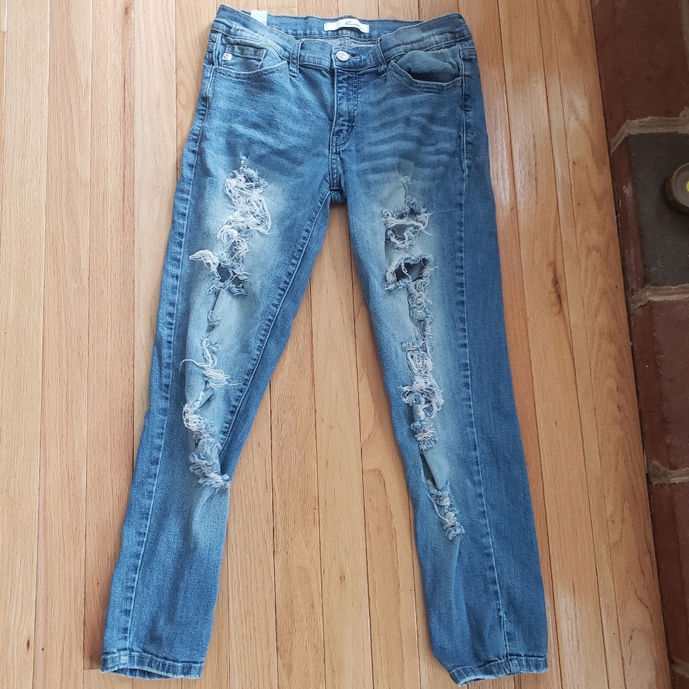 Kancan Los Angeles Womens Ultra Distressed Skinny Slim Jeans KC8090 28 Med Wash